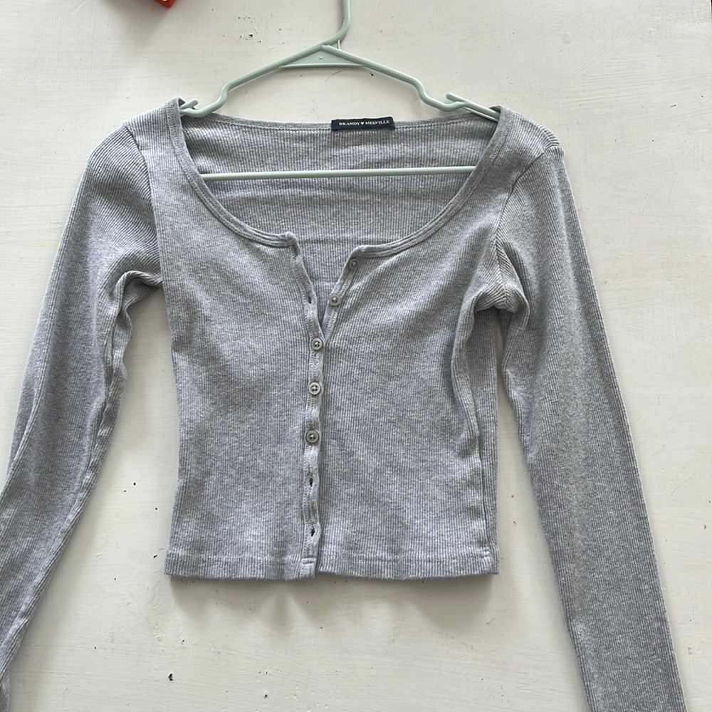 Brandy Melville button grey long sleeve